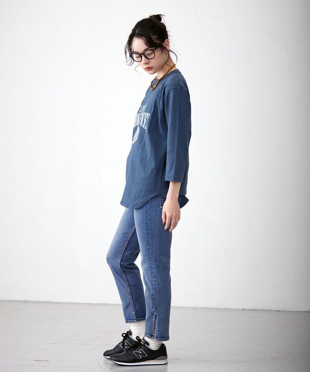 J.PRESS YORK STREET 【UNISEX】センターアーチロゴTシャツ ダルブルー系