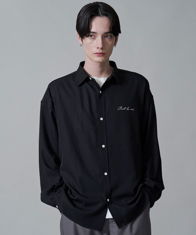 WEGO アムンゼンワンポイントBIGシャツ（LS） ブラック