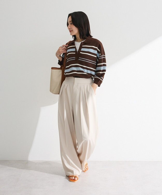 Green Parks タックワイドパンツ Natural