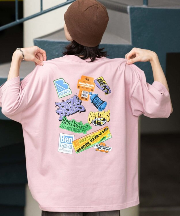 WEGO 【ユニセックス着用ITEM/SMLサイズ展開】別注BENDAVISクールタッチグラフィックT（SS） ピンク