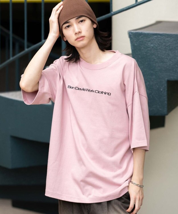 WEGO 【ユニセックス着用ITEM/SMLサイズ展開】別注BENDAVISクールタッチグラフィックT（SS） ピンク