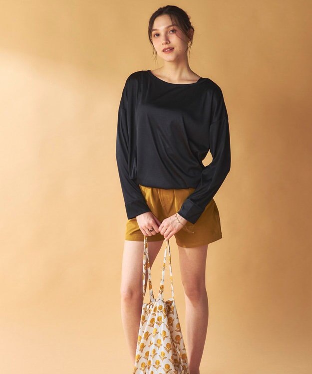 OP／FILA 【Ocean Pacific】ドロスコード付き長袖ラッシュガード　上下2点セット ブラック