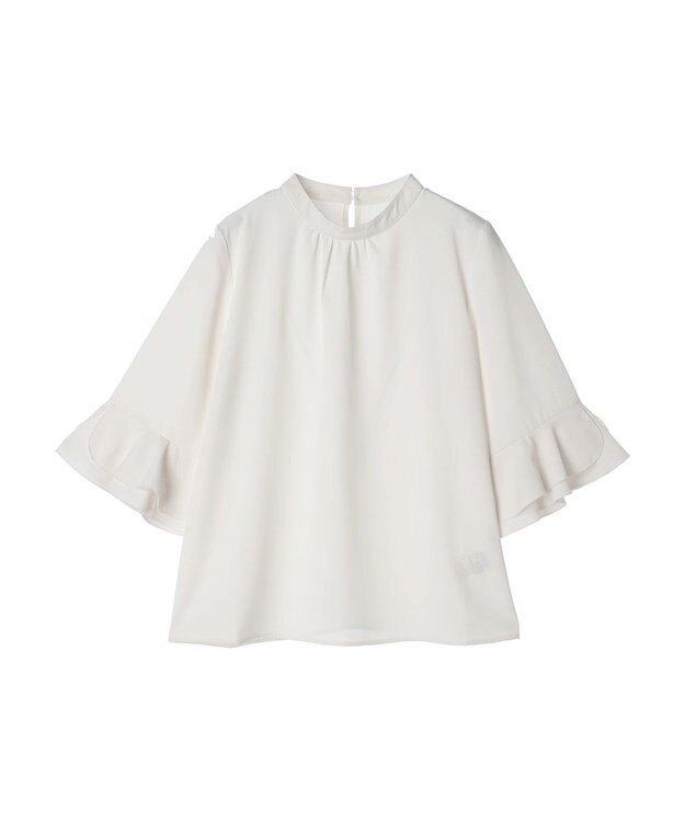 earth music&ecology ラッフル７分袖ブラウス Off White