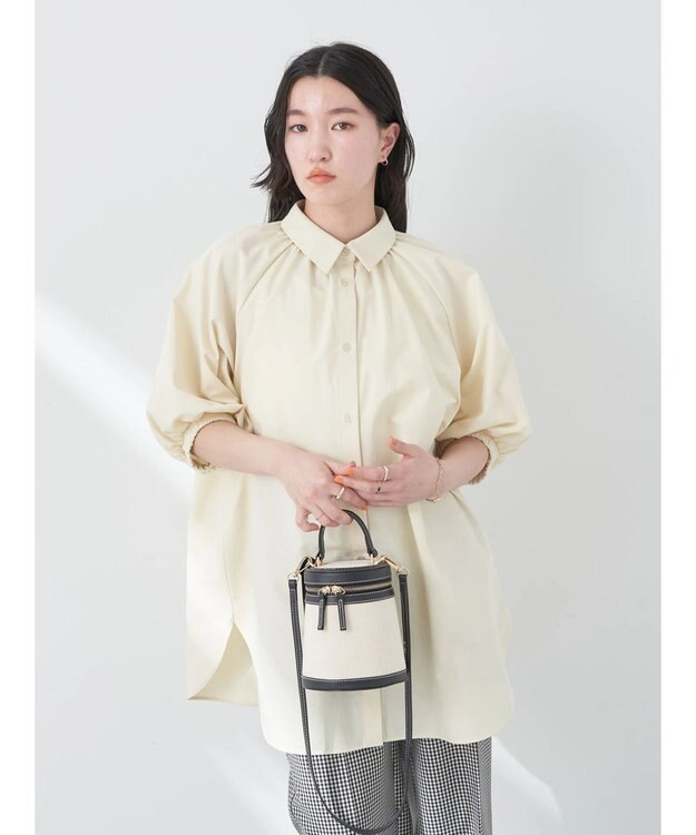 earth music&ecology パフスリーブチュニックブラウス Light Yellow