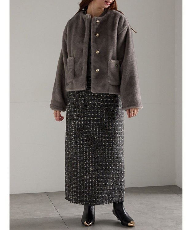 Te chichi グラデーションファーノーカラージャケット《2025winter catalog item》 グレー