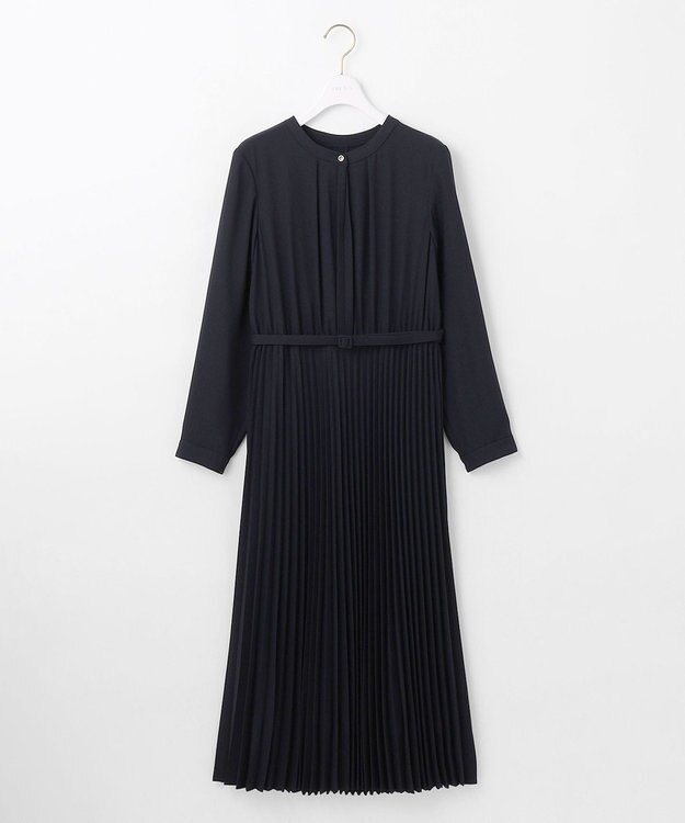 ANY SIS L 【洗える】ノーブルプリーツ ワンピース ネイビー