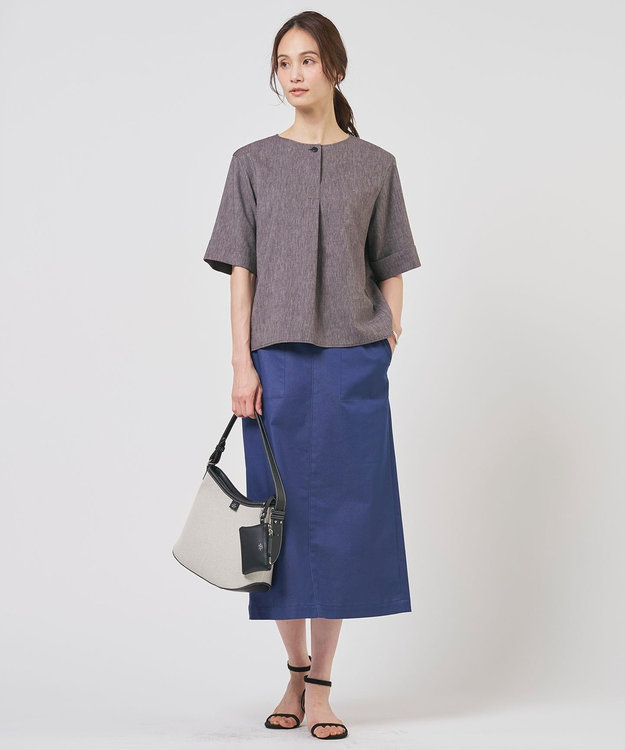 J.PRESS LADIES S リネンバイオシャンブレー ブラウス ブラウン系