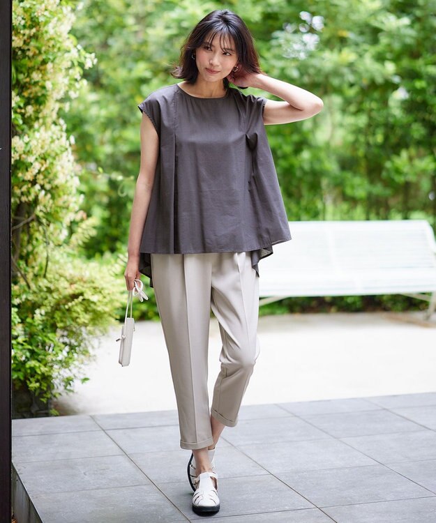 ANY 【洗濯機可能】シルキーソフトブラウス チャコール