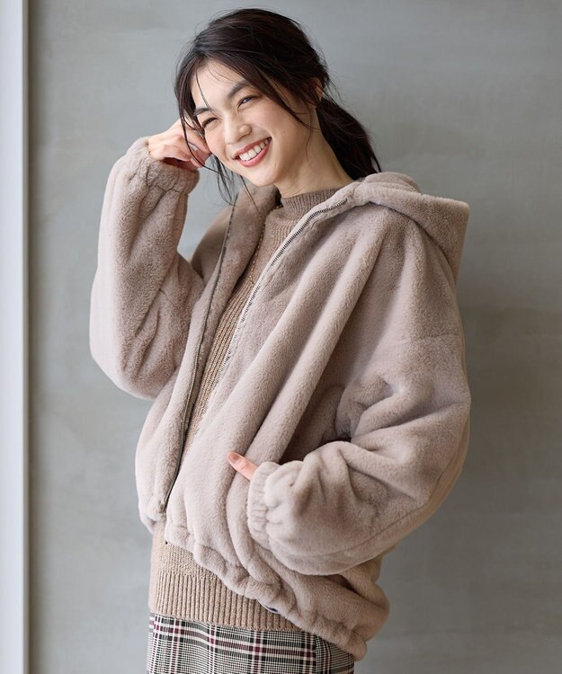 ANY 【手洗い可】ファーブルゾン グレージュ