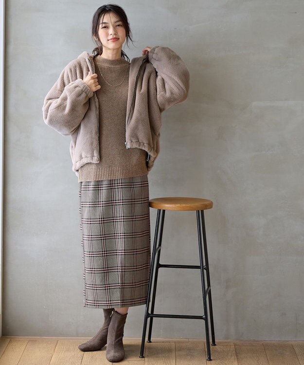 ANY 【手洗い可】ファーブルゾン グレージュ