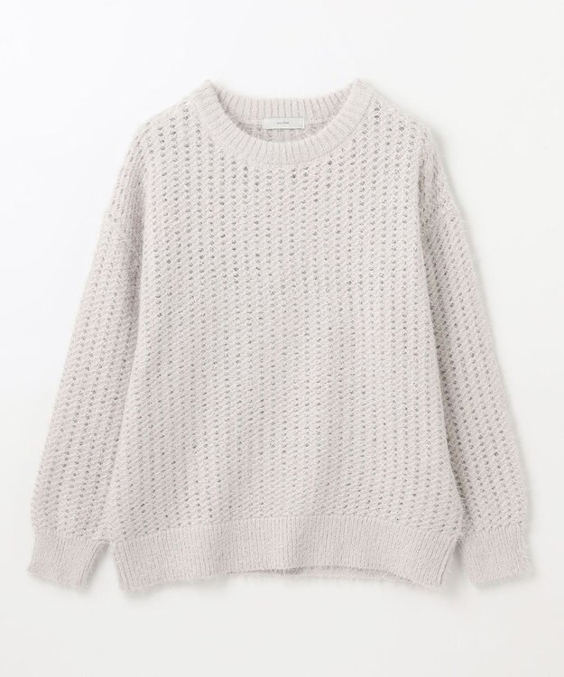 ANY 【洗濯機可】フェザーメッシュニット オイスター