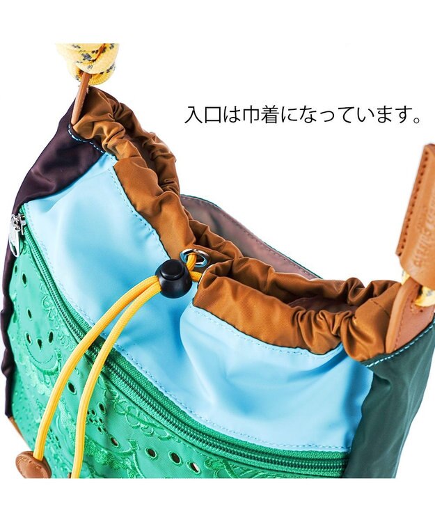 tsumori chisato CARRY スカラップレース ショルダーバッグ 【おしゃれな刺繍＆スポーティーな雰囲気をミックス】 グリーン