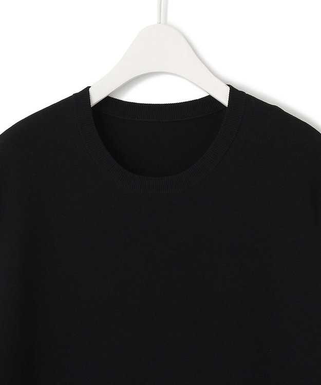 ICB 【洗える】クロスコンビ シャツドッキング ニットワンピース ブラック系