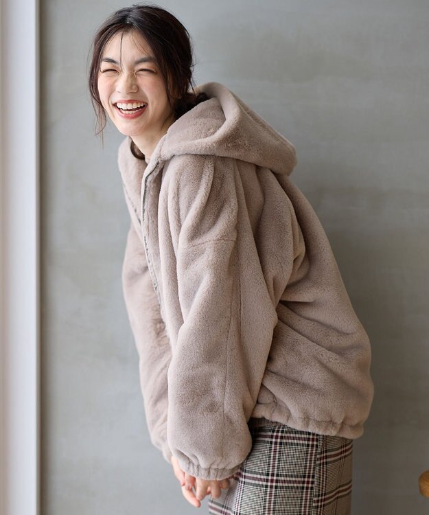 ANY 【手洗い可】ファーブルゾン グレージュ