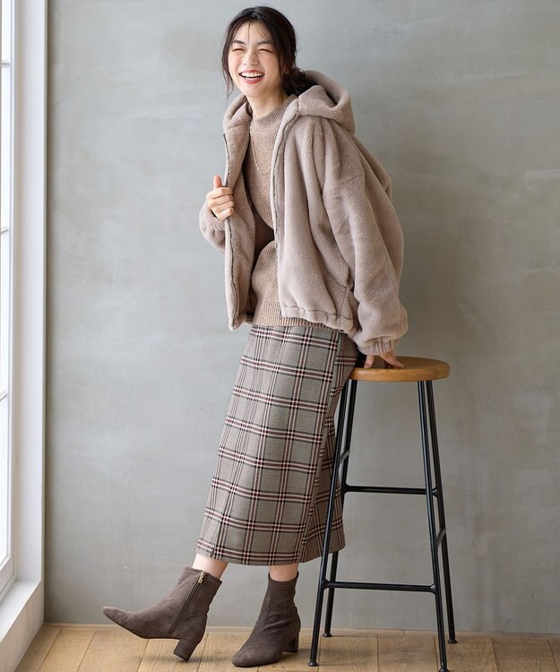 ANY 【手洗い可】ファーブルゾン グレージュ