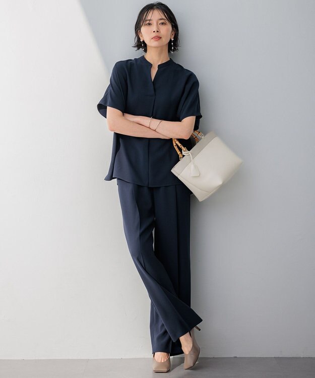 23区 バンブーハンドル トートバッグ アイボリー系