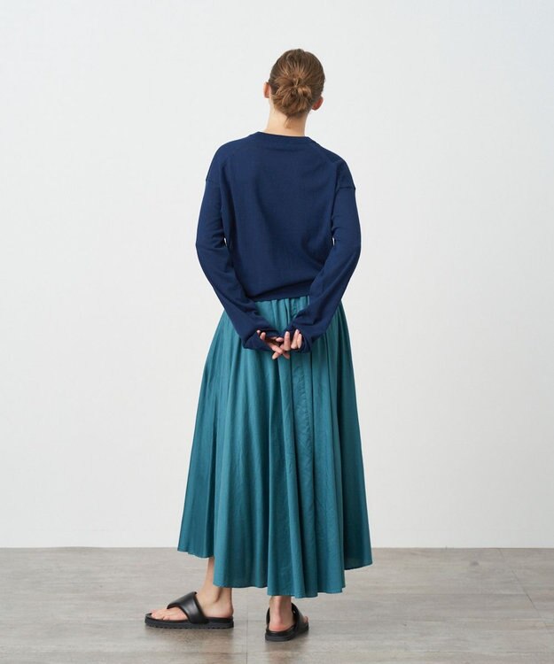 ATON MICRO COTTON SATIN | ギャザースカート GREEN