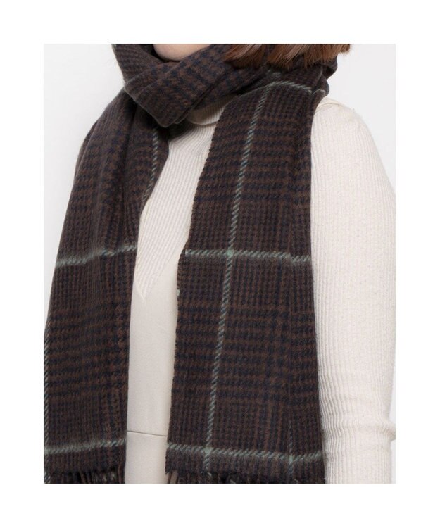 UNBILLION カシュネ cache nez / ウールチェックストール ブラウン