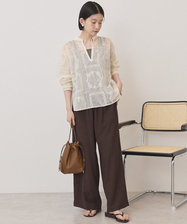 AMERICAN HOLIC スキッパーレースブラウス Off White
