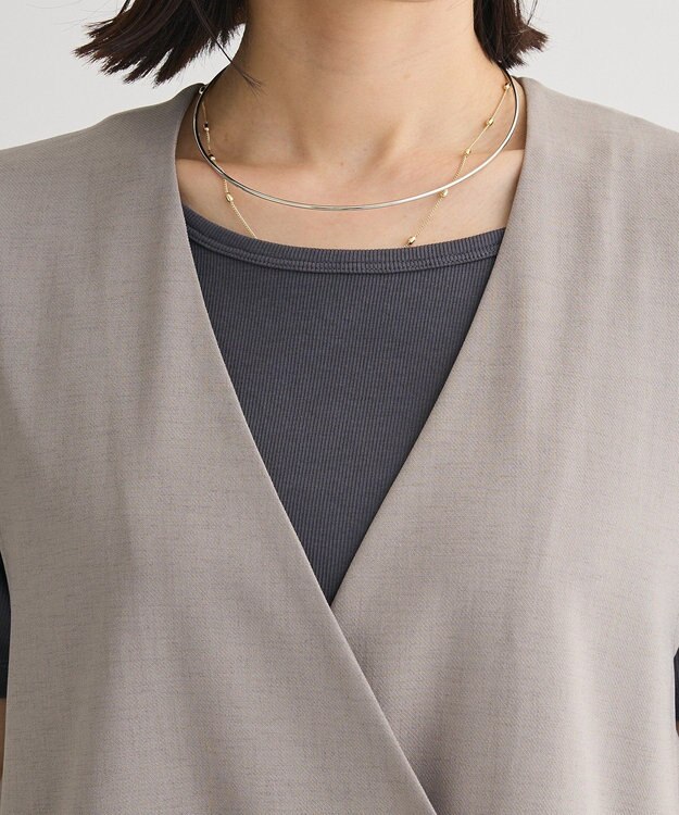 Green Parks イージーケアバックフリルジレ Gray Mixture