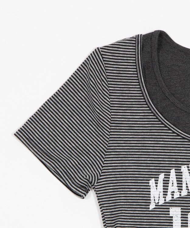 WEGO グラフィックレイヤードドッキングT ブラックボーダー