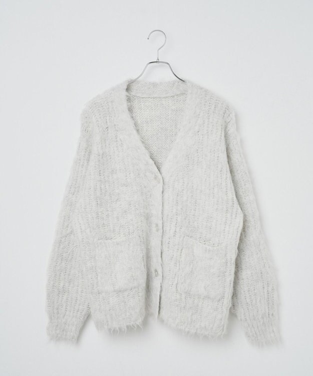 WEGO 【軽量】ブラッシュニットBIGカーディガン ライトグレー