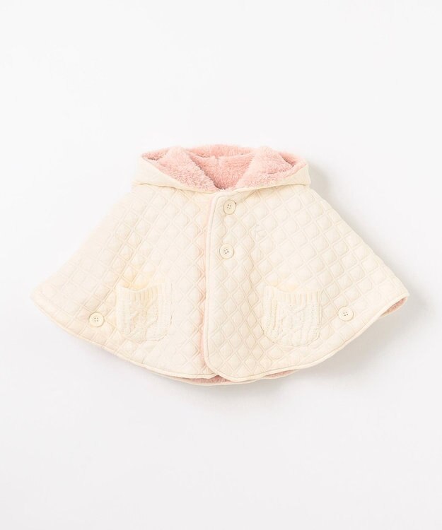 組曲 KIDS 【90㎝】くま耳 キルトマント アイボリー系