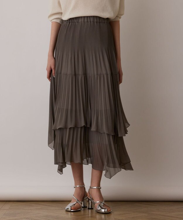 GRACE CONTINENTAL イレギュラープリーツスカート グレー