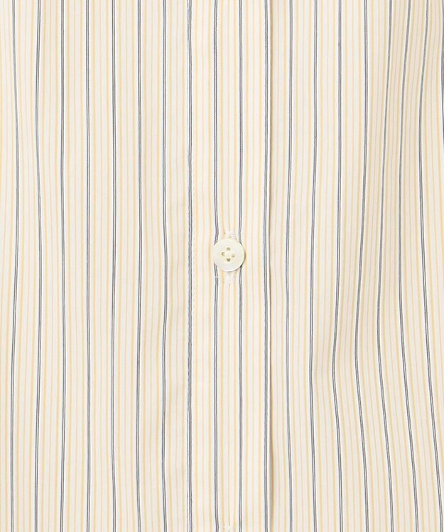 J.PRESS LADIES 【洗える】BEZ ドビーストライプ フリルネック ブラウス イエロー×グレーストライプ系