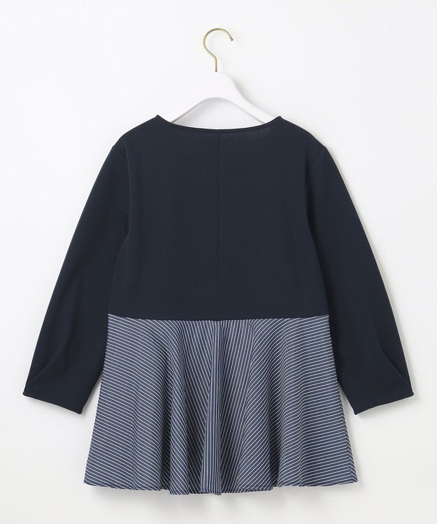 ANY SIS 【洗える】異素材コンビペプラム トップス ネイビー