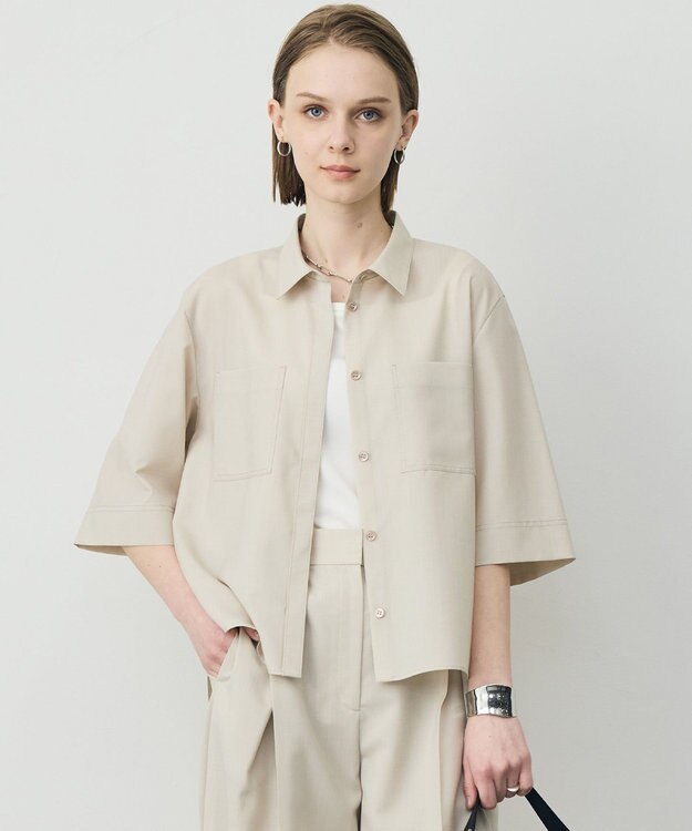 ICB L 【先行予約】ドライクールトロ 5分袖シャツ サンドベージュ