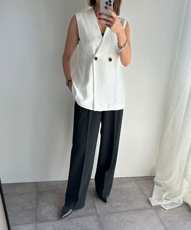 Green Parks AnriettMusee ネック切替デザインベスト Off White