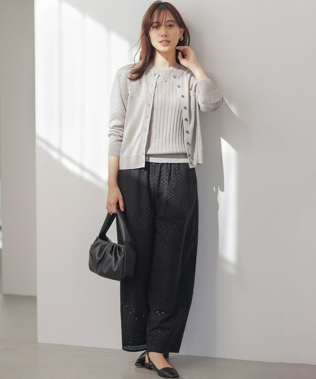 組曲 ライトラメニット アンサンブル グレージュ系