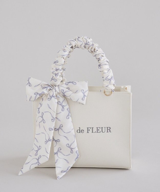 Maison de FLEUR スカーフ付きギャザーハンドル２Ｗａｙバッグ Gray