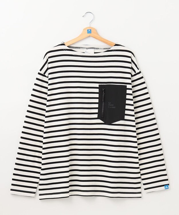 SHARE PARK MENS 【UNISEX】ボートネックボーダーＴシャツ（L・XLサイズ） ブラック系1オフ×ブラックボーダー