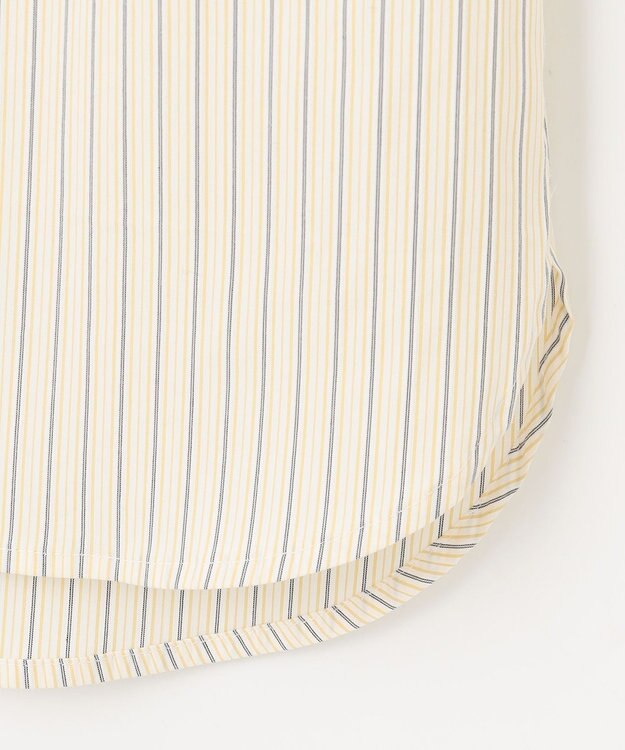 J.PRESS LADIES 【洗える】BEZ ドビーストライプ フリルネック ブラウス イエロー×グレーストライプ系