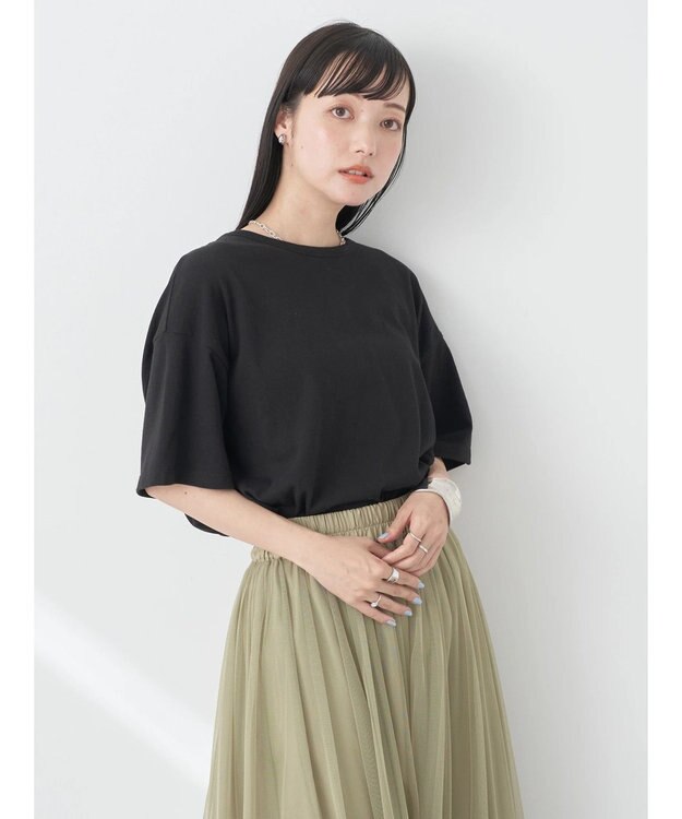 earth music&ecology バックスリットねじりチュニックＴ Black