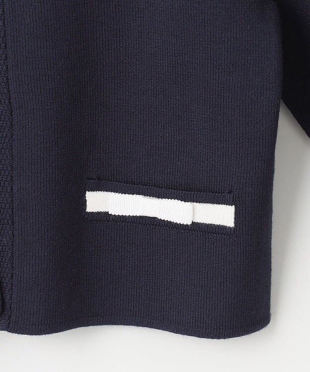 組曲 KIDS 【110-140cm】ラウンドカラー ニットジャケット ネイビー系