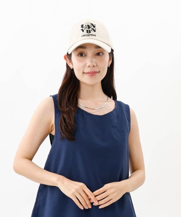 AURORA 【 LANVIN COLLECTION（ランバン コレクション） 】ＪLロゴ刺しゅうキャップ ベージュ