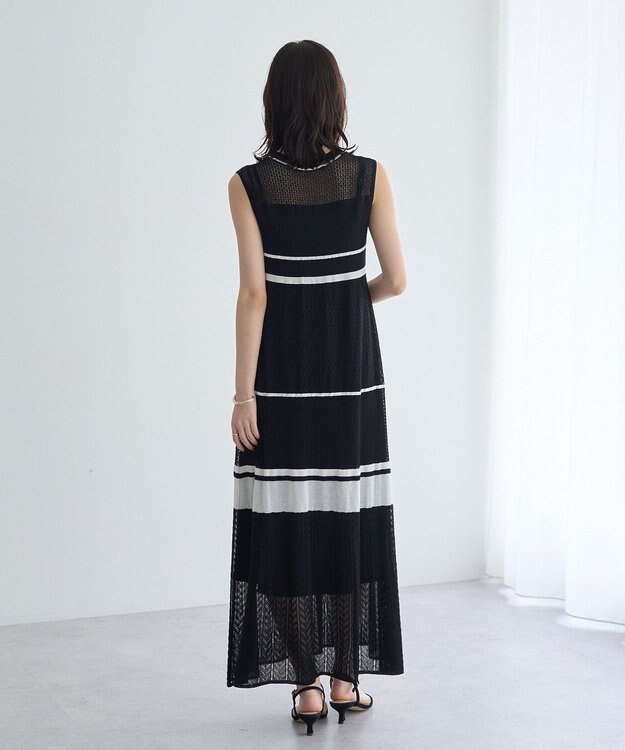 YECCA VECCA 【尾崎紗代子さん着用】透かし編みニットワンピース Black