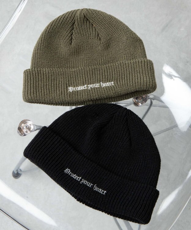 WEGO 【ユニセックス着用ITEM】ロゴショートビーニー カーキ