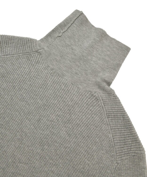 Green Parks チクチクしないリブタートルニットプルオーバー Gray Mixture