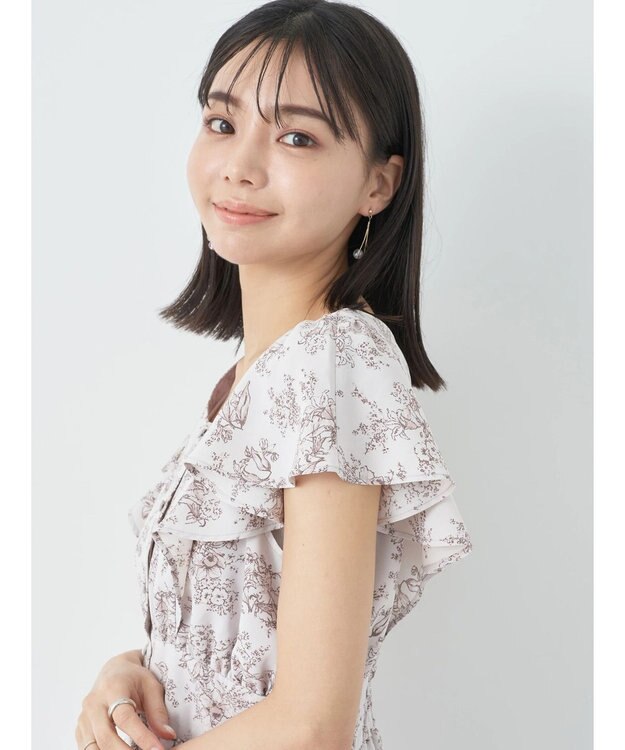 earth music&ecology フラワーフレアワンピース Ivory