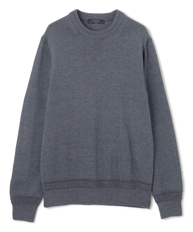 JOSEPH HOMME 【洗える】ハイツイストコード　クルーネックニット ネイビー系