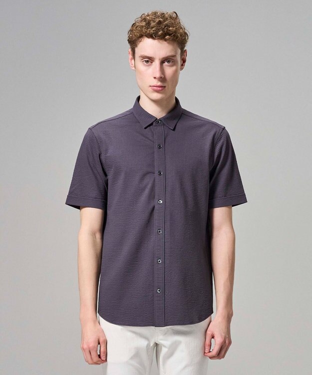 JOSEPH HOMME 【WEB・一部店舗限定】 ドライサッカーストレッチ　半袖レギュラーカラーシャツ グレー系