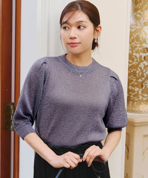 Tiaclasse 【洗える】ラメニットトップス ラベンダー