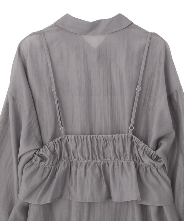 Green Parks 【WEB限定】ＳＥＴ２点フリルビスチェ＋シャツチュニックⅡ Charcoal Gray