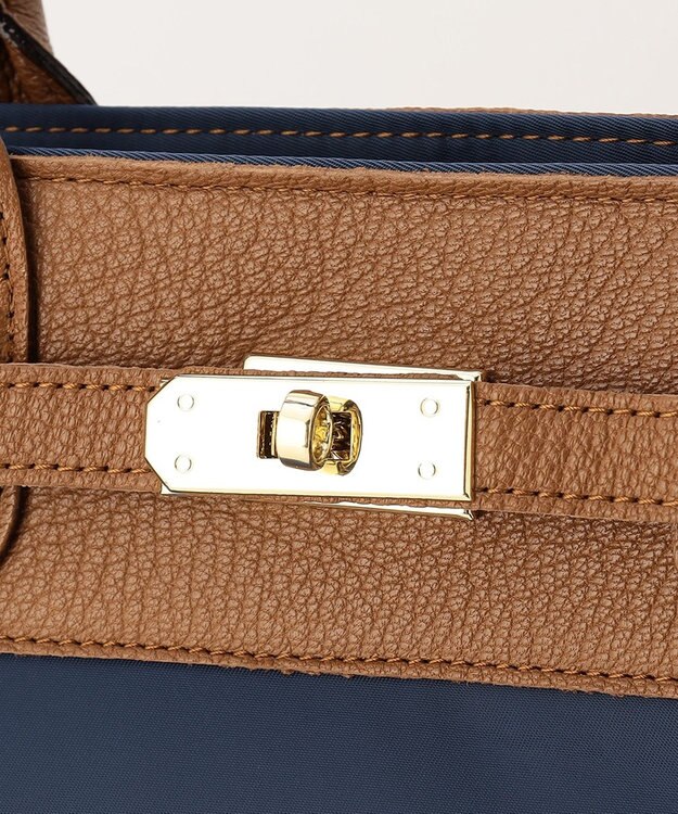 UNBILLION perche ナイロン×ゴートヒネリ金具トートバッグ ネイビー