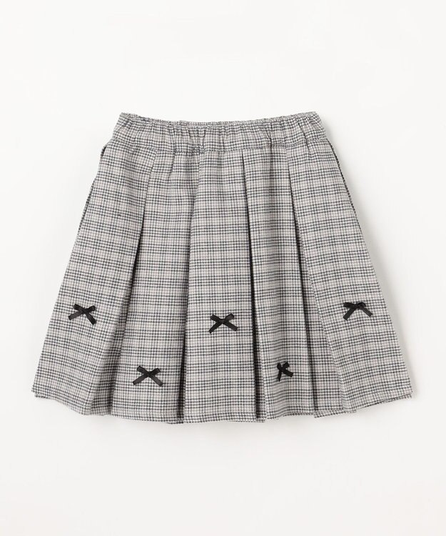 ANY KIDS リボン×チェック プリーツスカパン グレー×チェック