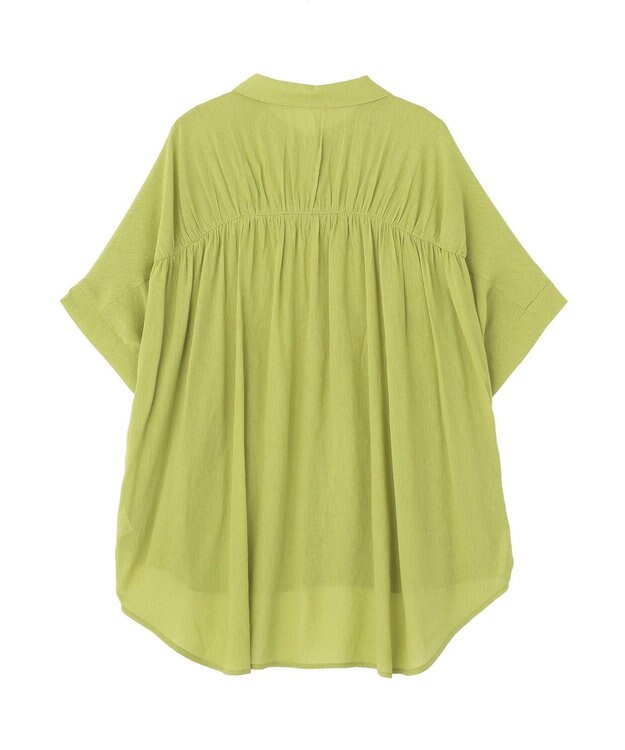 YECCA VECCA 【ドライタッチ】シアーバックギャザーシャツ Lime Green
